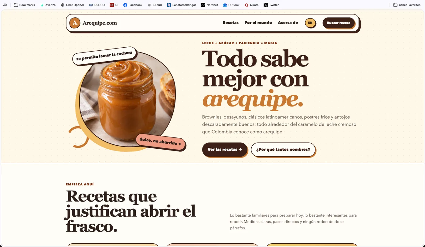 Homepage screenshot of Arequipe.com