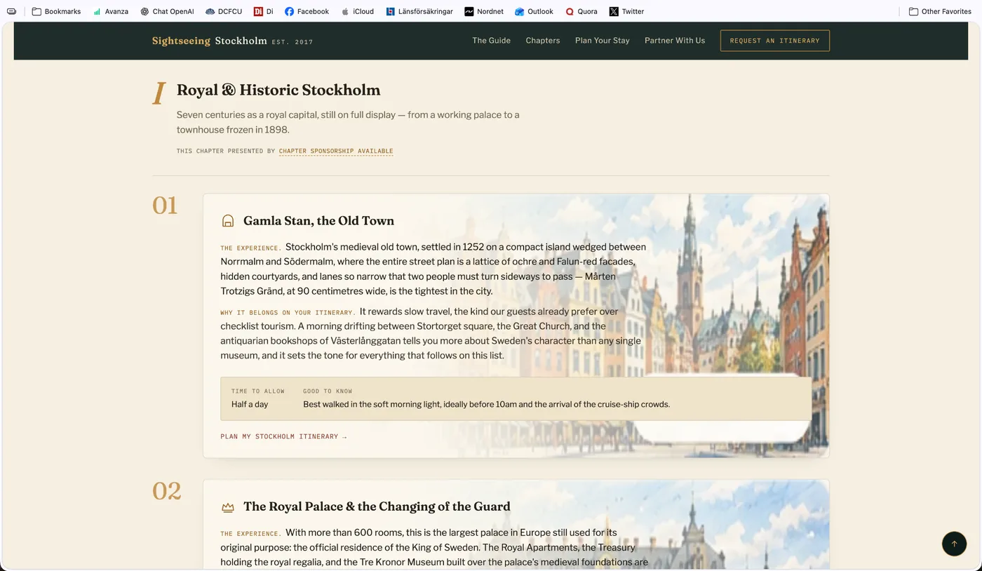 Homepage screenshot of SightseeingStockholm.com